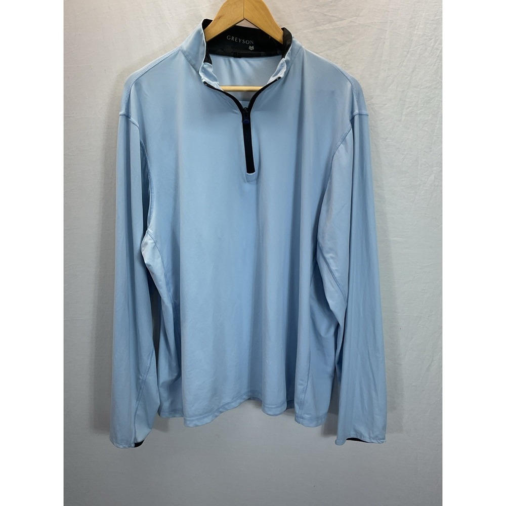 Greyson Golf Pullover Sweater Mens XXL Sky Blue 1/4 Zip Stretch Casual Preppy